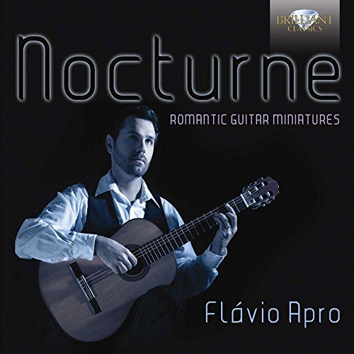CD cover: guitarist Flávio Apro playing a classical guitar, blue tones.