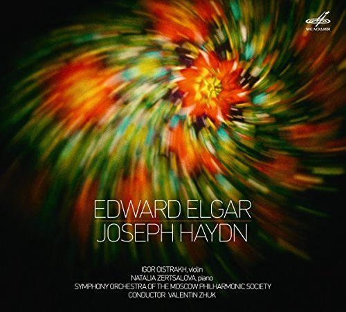 CD cover with abstract floral design and composers’ names, Elgar and Haydn.