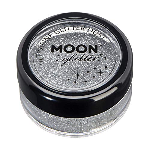 Classic Ultrafine Glitter Dust by Moon Glitter - Silver - Cosmetic Festival Makeup Glitter for Face, Body, Nails, Hair, Lips - 5g