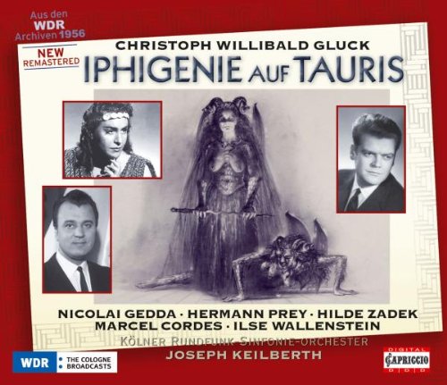 CD cover for Gluck’s “Iphigenie Auf Taurus” featuring opera performers.