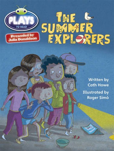 Book cover: children looking surprised with a flashlight beam.