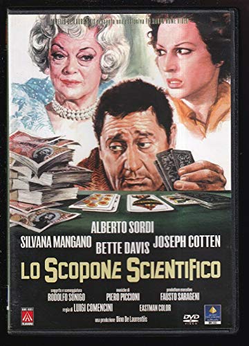 DVD cover for "Scopone Scientifico" featuring three actors and playing cards.