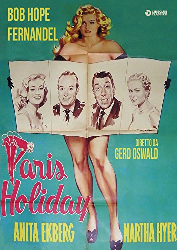 DVD cover for "Paris Holiday" featuring Bob Hope and Anita Ekberg.