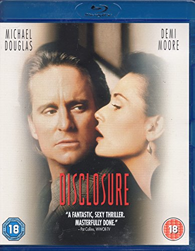 Disclosure" Blu-ray cover featuring Michael Douglas and Demi Moore in a close-up.