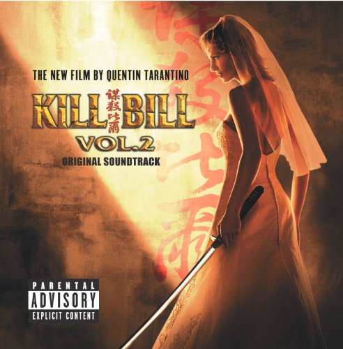 Kill Bill Vol. 2 CD cover: The Bride in a wedding dress with a sword.