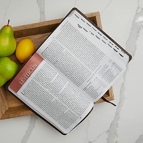 KJV Study Bible, Large Print, Leathersoft, Brown, Thumb Indexed, Red Letter : Second Edition