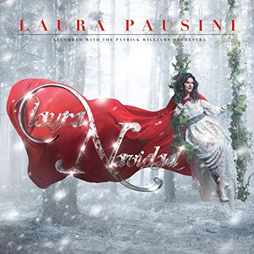 Laura Pausini album cover, "Laura Navidad", with artist in a winter forest.