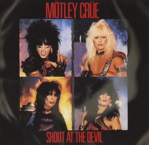 Mötley Crüe “Shout at the Devil” album cover with band member portraits.