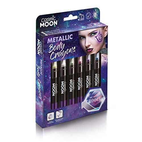 Metallic Face Paint Stick Body Crayon for the Face & Body by Cosmic Moon - Boxset - Face Paint Makeup for Adults, Kids - 3.5g