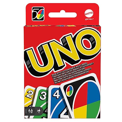 Mattel Games UNO, classic card games of matching colours and numbers, with wild cards for extra action, W2087