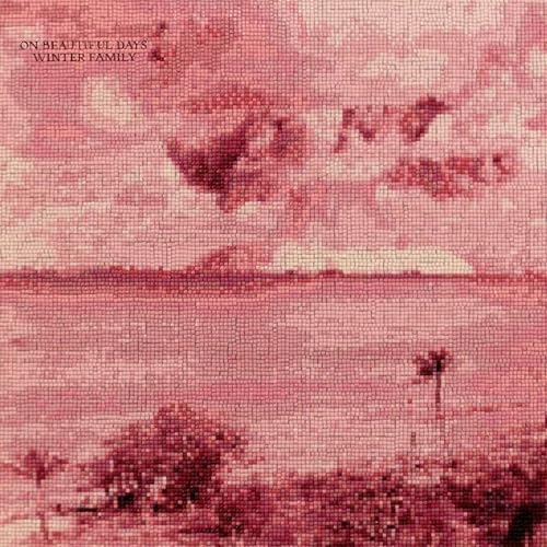 Red and white textured album cover depicting a cloudy landscape.