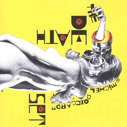 CD cover: Collage of a woman, records, and abstract text on yellow.