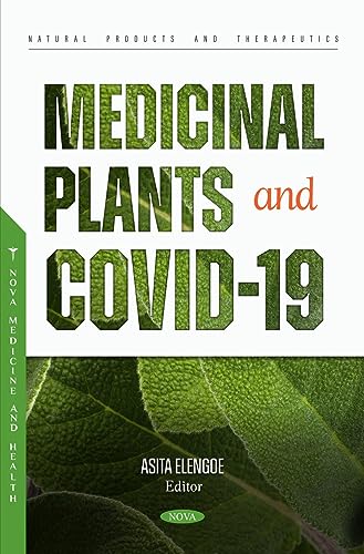 Book cover: "Medicinal Plants and COVID-19" with green leaf imagery.