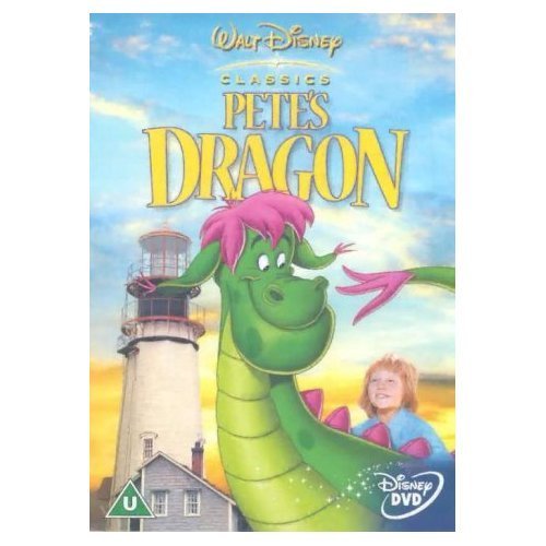 Pete's Dragon" DVD cover featuring a green dragon and a young boy.
