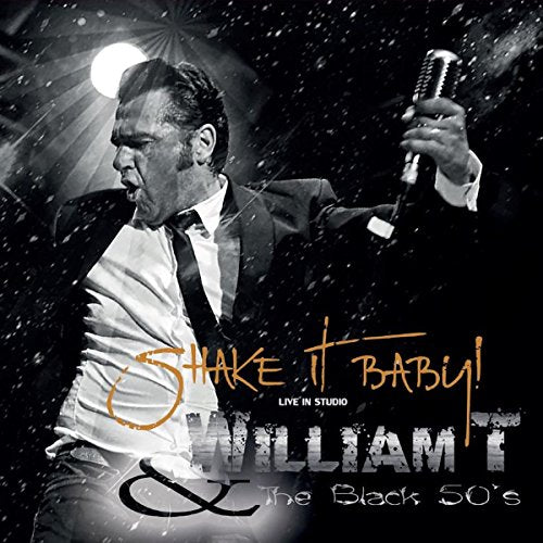 Black and white album cover featuring a singer with a microphone.