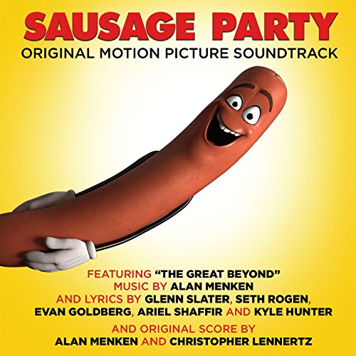 CD cover for "Sausage Party" soundtrack featuring a cartoon hot dog.