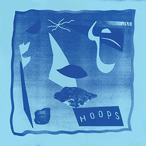 Blue and white abstract shapes with the word "HOOPS" at the bottom.