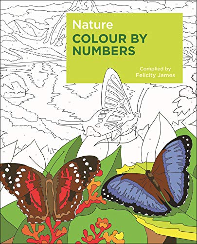Colour by numbers book cover featuring butterflies and foliage.