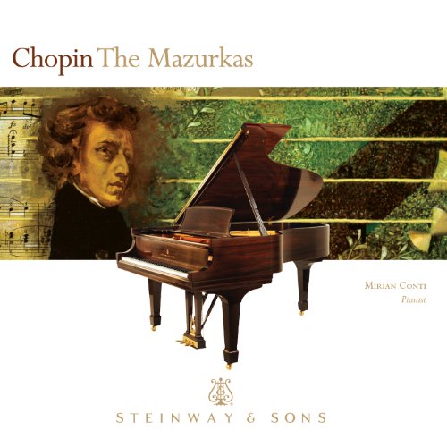 CD cover: Chopin Mazurkas performed by Mirian Conti, with piano and portrait.