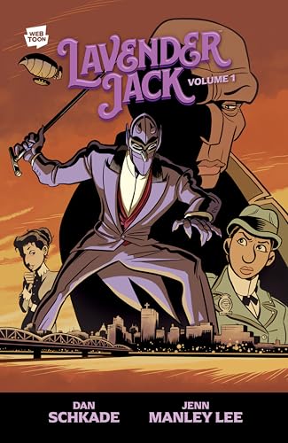 Comic book cover: masked figure, city skyline, and two supporting characters.