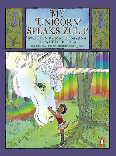 Book cover: child reaching for a unicorn in a colorful forest.