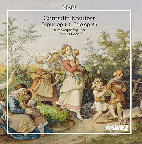 CD cover featuring a pastoral painting of figures in a landscape.