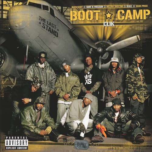 Album cover for Boot Camp Clik’s “The Last Stand” featuring a group and airplane.