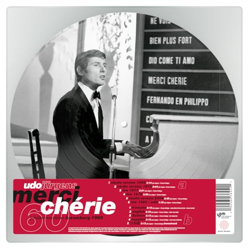 Black and white vinyl record cover featuring Udo Jürgens at a piano.