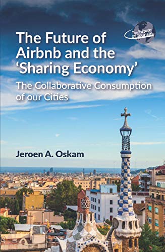 Book cover with Barcelona skyline and title about Airbnb and sharing economy.