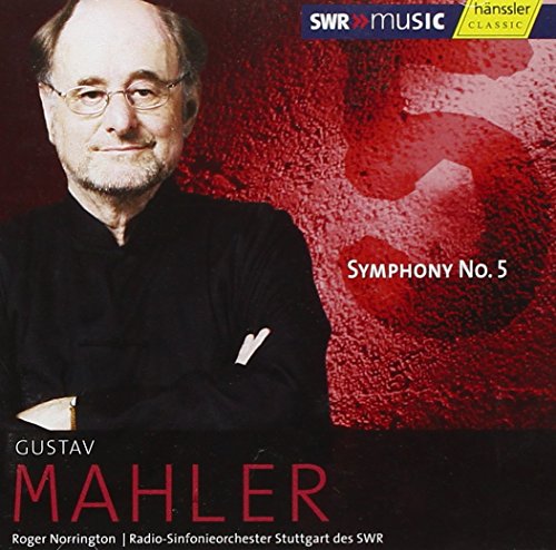 CD cover featuring portrait of Gustav Mahler and red abstract design.
