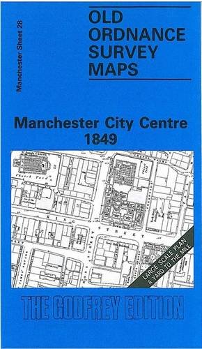 Blue cover of an Old Ordnance Survey map of Manchester City Centre from 1849.