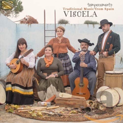 CD cover featuring four musicians with instruments, rustic setting.