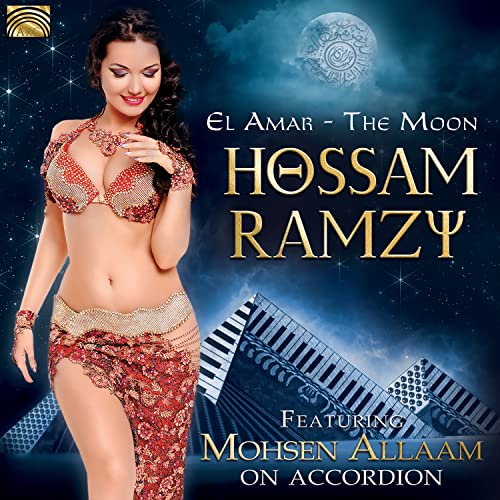 CD cover featuring a woman in ornate attire with a piano and stars.