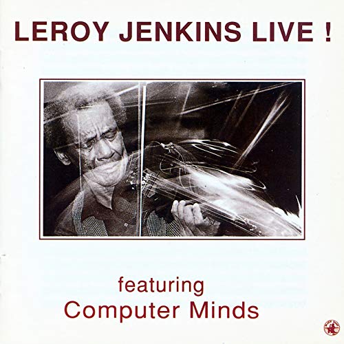 CD cover: Leroy Jenkins playing violin with abstract light trails.