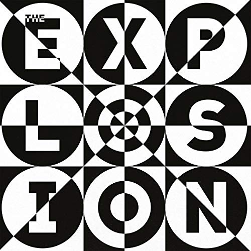 Black and white album cover with repeating circles and bold lettering.