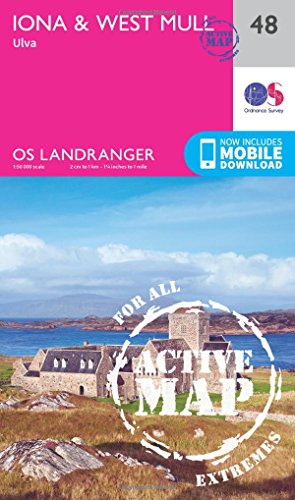 Ordnance Survey Landranger map of Iona & West Mull, with castle image.