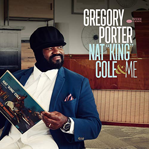 Gregory Porter album cover, featuring him holding a Nat King Cole record.