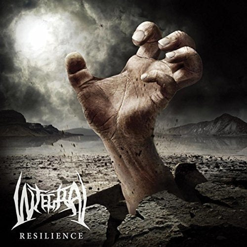 Foot emerging from cracked earth under a stormy sky, album cover.
