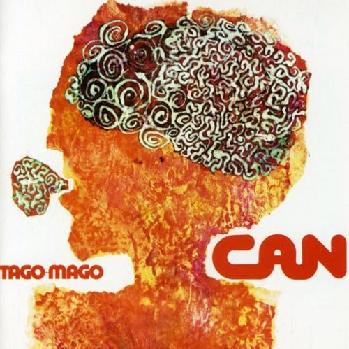 Album cover for Can’s “Tago Mago” featuring abstract orange and black artwork.