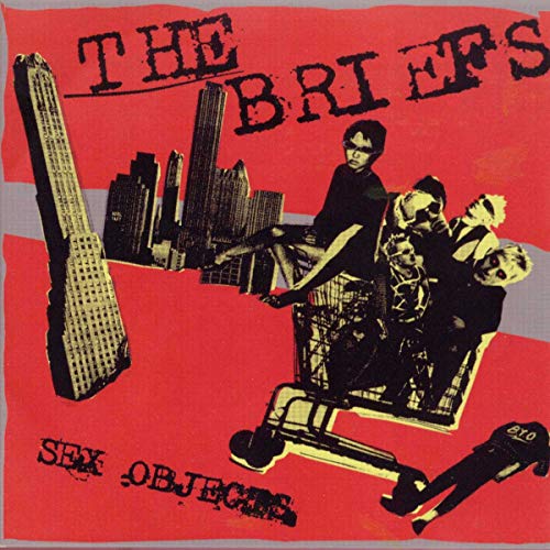 CD cover for The Briefs’ “Sex Objects” featuring a collage of figures and buildings.