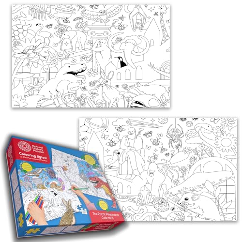 Kids' Colouring Jigsaw 2 x 100 Piece Puzzles Set (Includes 6 Colouring Pencils)