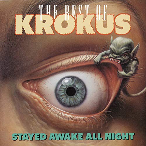 Krokus album cover: an eye with a goblin clinging to the eyelid.