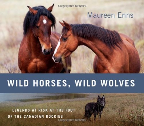 Book cover: two brown horses and a small wolf image.
