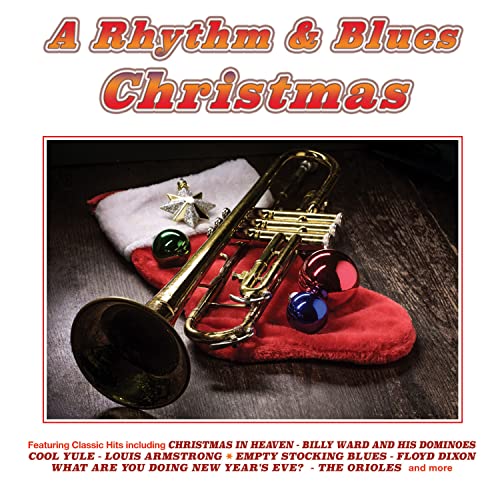 CD cover for “A Rhythm & Blues Christmas” with trumpet and Santa hat.
