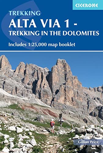 Guidebook with map booklet, cover shows Dolomites mountains, trails, and trekking routes.