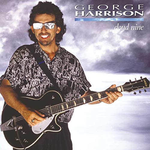 George Harrison with guitar, album cover for “Cloud Nine.”