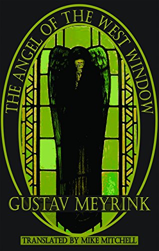 Book cover: black angel silhouette within a green stained-glass oval.
