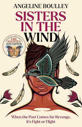 Book cover with a woman's face obscured by a bird and feathers surrounding her.