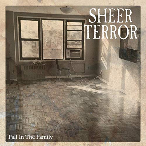 Sheer Terror album cover: a dimly lit, abandoned room with windows.