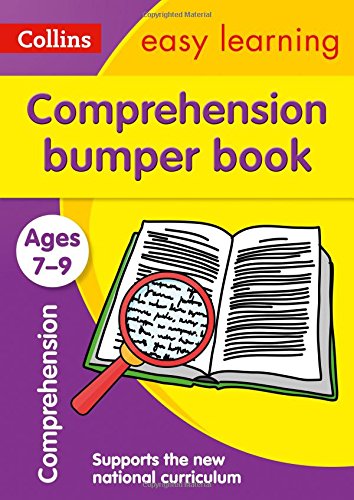 Collins “Comprehension bumper book” cover with an open book and magnifying glass.